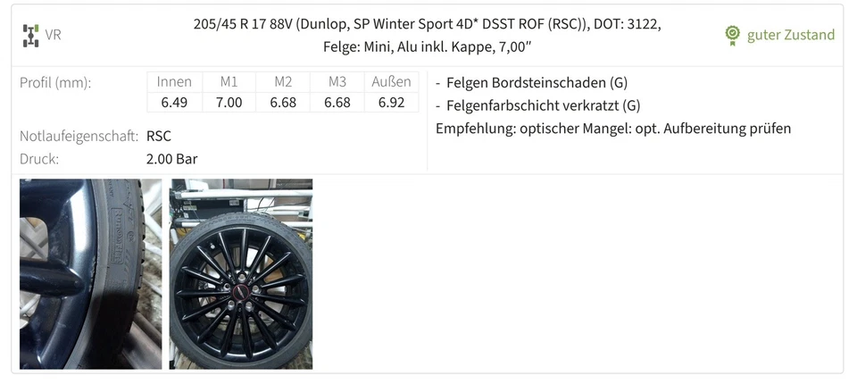 Komplettradsatz JCW Winterreifen Multi Spoke 505 Für F55 Mini Gebraucht - Bild 4 von 4