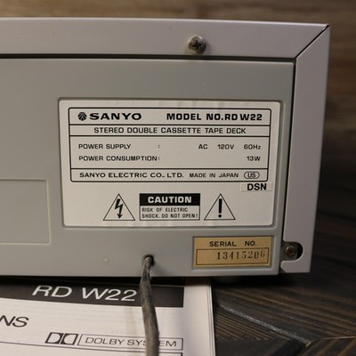 Vintage Sanyo RD W22 Stereo Double Cassette Tape Deck Dolby Japan