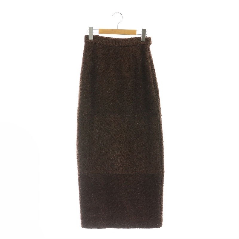 Ameri Vintage Glitter Tweed Long I-Line Skirt in Brown for Women