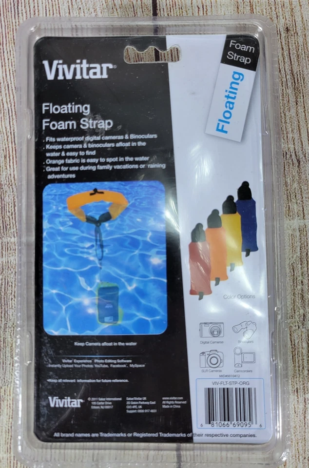 Correa de muñeca de espuma flotante naranja Vivitar para cámara + SLR + videocámara Foto 4 de 4