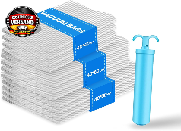 Vakuumbeutel Reise Kleidung Set 12 StüCk Mit Pumpe, Wiederverwendbar, Verschiede-image