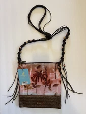 Caribbean Joe Hawaiian Beach Small Crossbody Shoulder Bag Purse Top Zip Straw