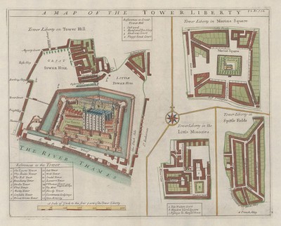 Map Of Tower Liberty London 1754 Vintage Historic Map Poster Print