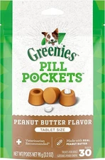 Greenies Of Peanut Butter Flavor Pill Pockets for Dogs, 30 Pockets Per Pack