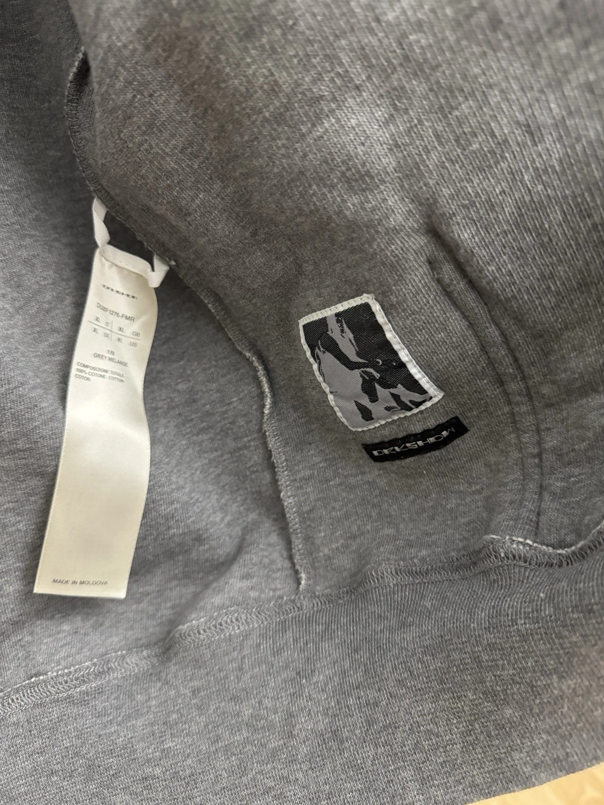 Felpa con cappuccio RICK OWENS DRKSHDW cotone zip reversibile Jason GRIGIO MELANGE BIANCO
