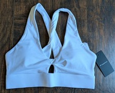 Fabletics Oasis Twist Medium Impact Sports Bra, White, Size M, NEW