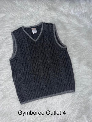 Gymboree Outlet Family Portrait Gray Cable Knit Sweater Vest Size 4 EUC