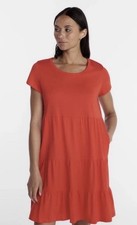 Time And Tru Knit Tiered Dress Red Fire Size Large (12-14) NWT