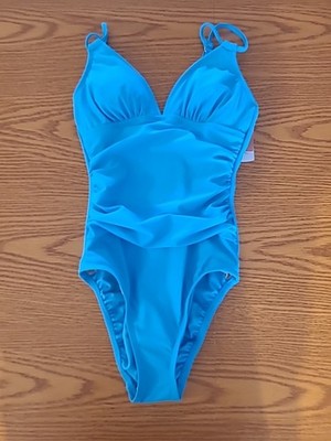 Women's V-Neck One Piece Swimsuit - Shade & Shore Blue XS *468-61