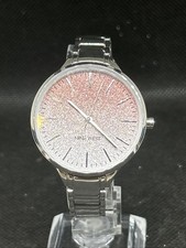 New NINE WEST Glitter Ombre Dial Open Bracelet Women's Watch Silver NW/23370MSV