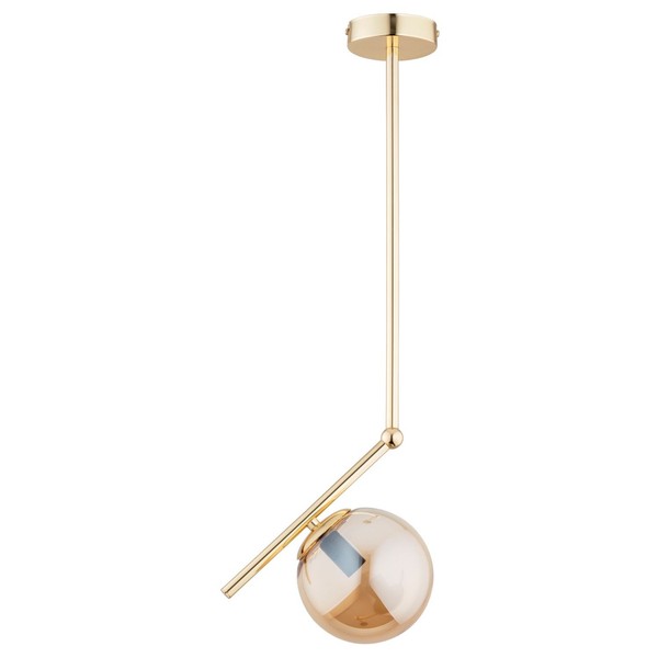 Deckenlampe Glas Gold Bernstein Wohnlich E14 L:24 Cm Deckenleuchte Schlafzimmer-image