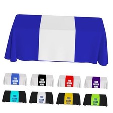 Custom Table Cloth with Business Logo, 72" x 13" Rectangular Solid White