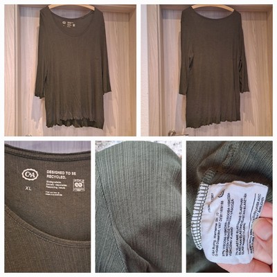 Leicht fallendes Shirt, 3/4 Ärmel, C&A, Größe XL, olive