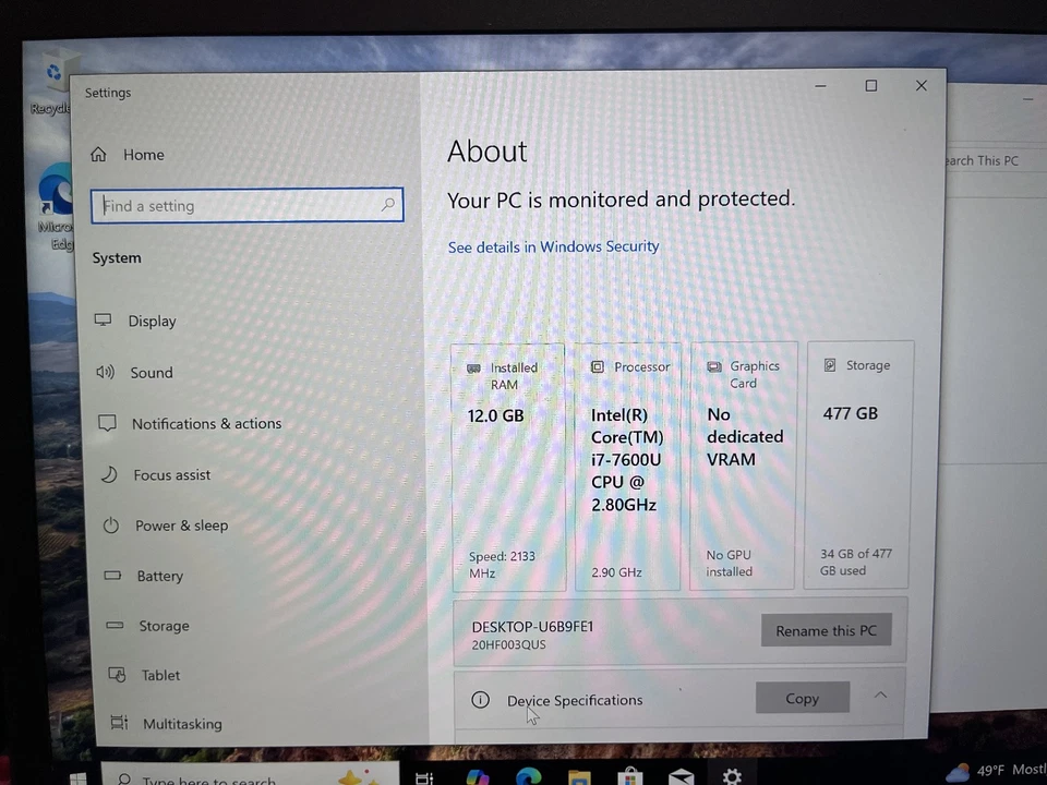 Lenovo ThinkPad T470s i7 7600U, 12GB,  512GB, Win 10Pro w/power supply! - Image 3 of 4