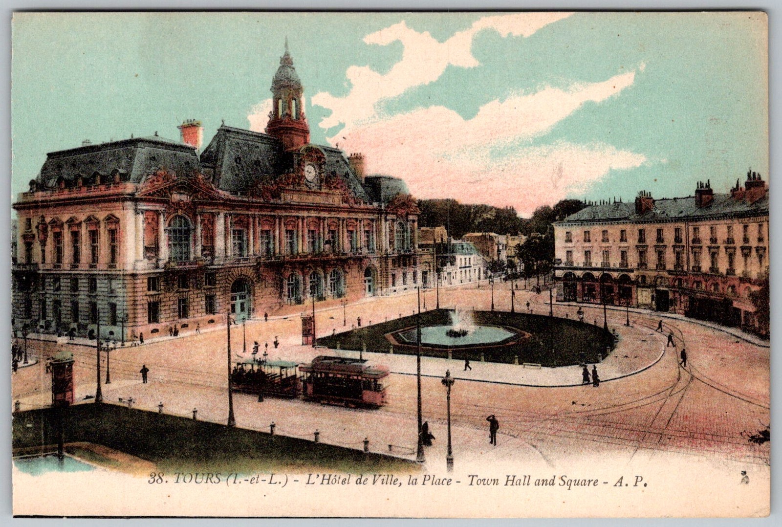 Antique Postcard Hotel DE Ville Tours, Fr 1910s