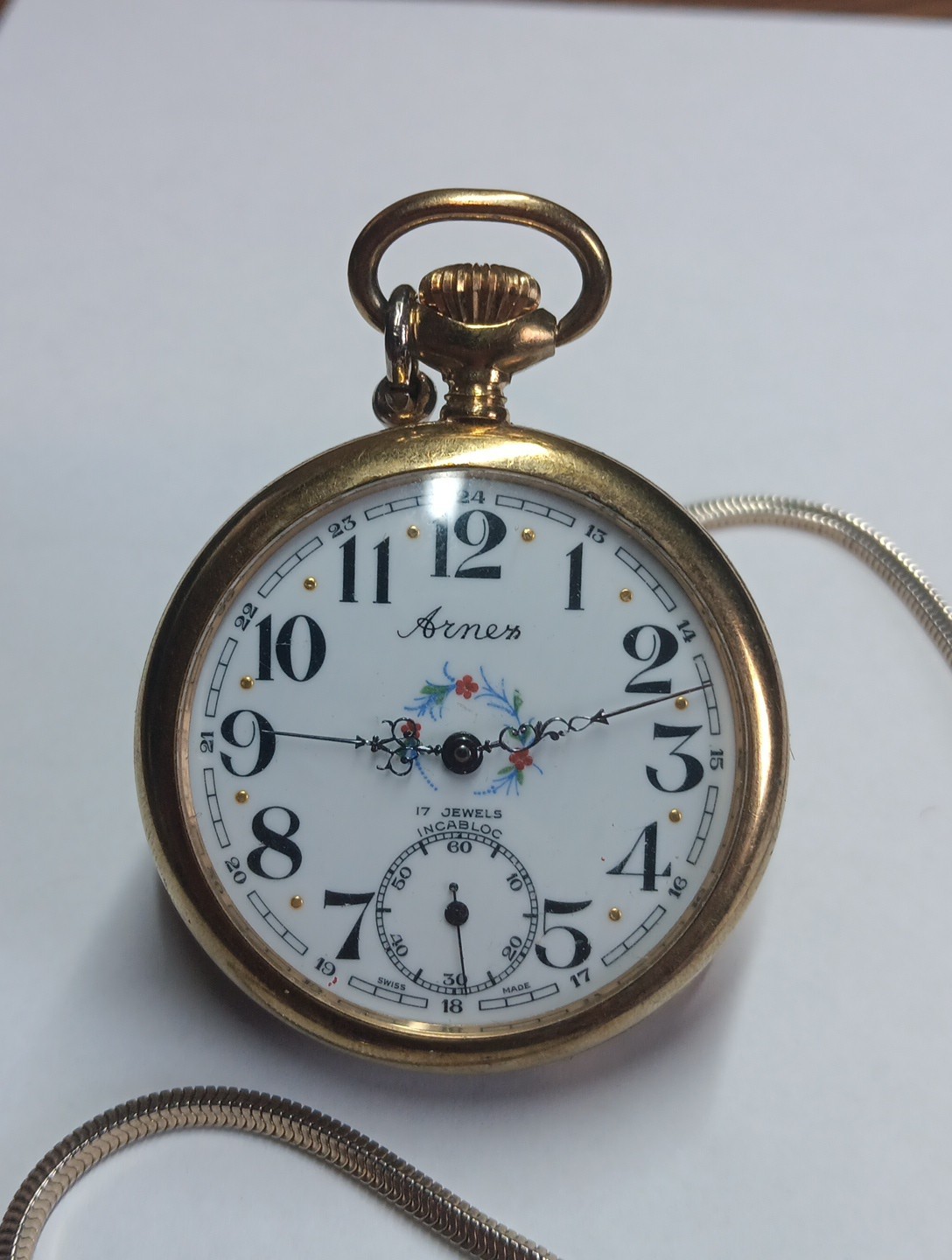 Vintage Arnex 17 Jewel Incabloc Mechanical Pocket Watch Working