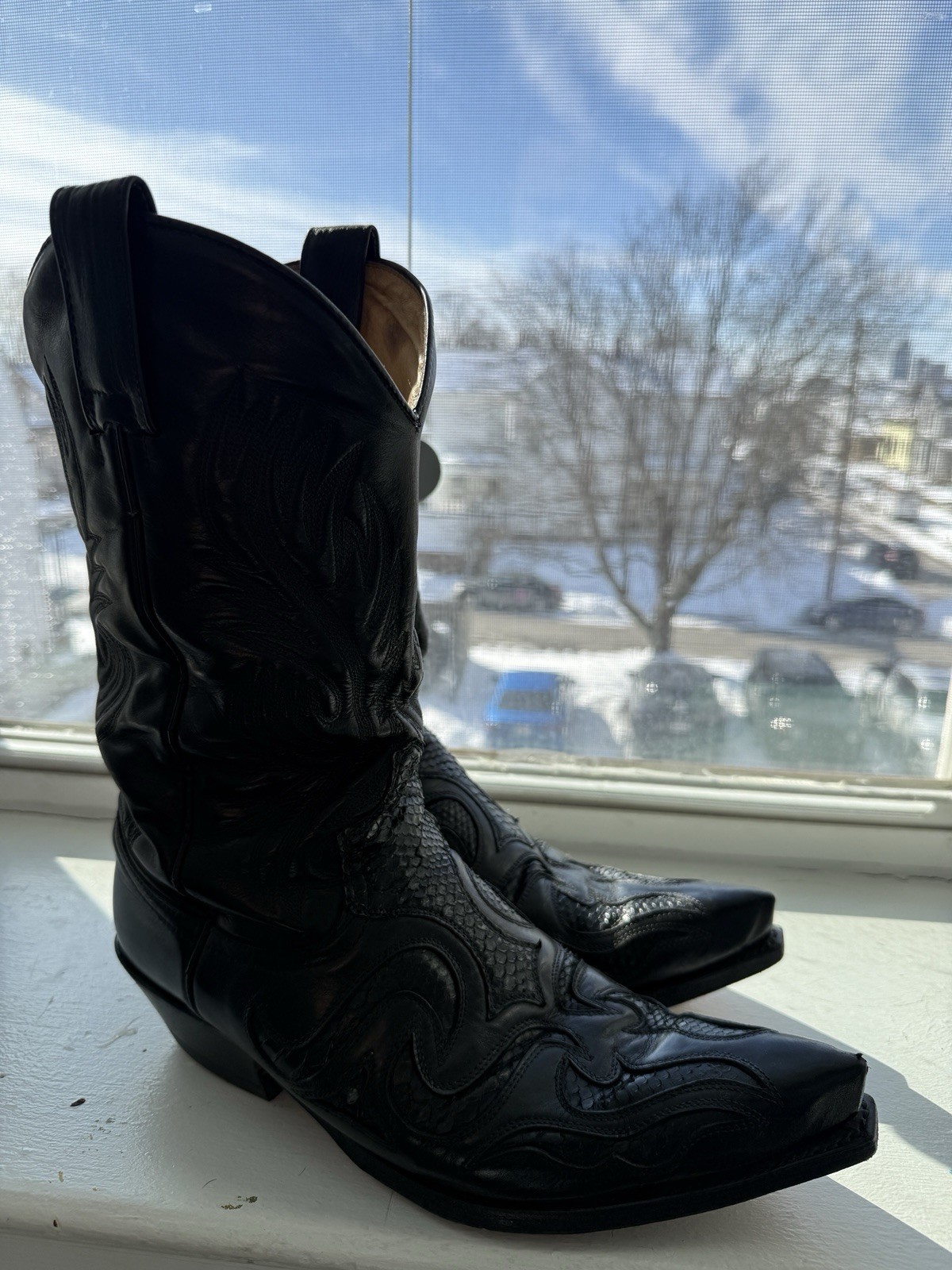 Sendra Black Python Cowboy Boots 10 - image 2