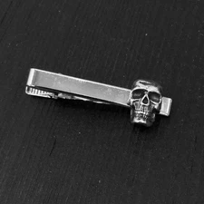 10K White Gold Over Skull Tie Clip Suit All Styles, Tastes and Pocketbooks 1PC