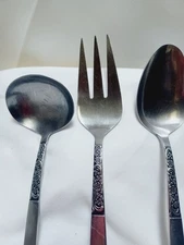 Vintage National Stainless Donna Japan Flatware MCM Serving Set Ladle Fork Spoon