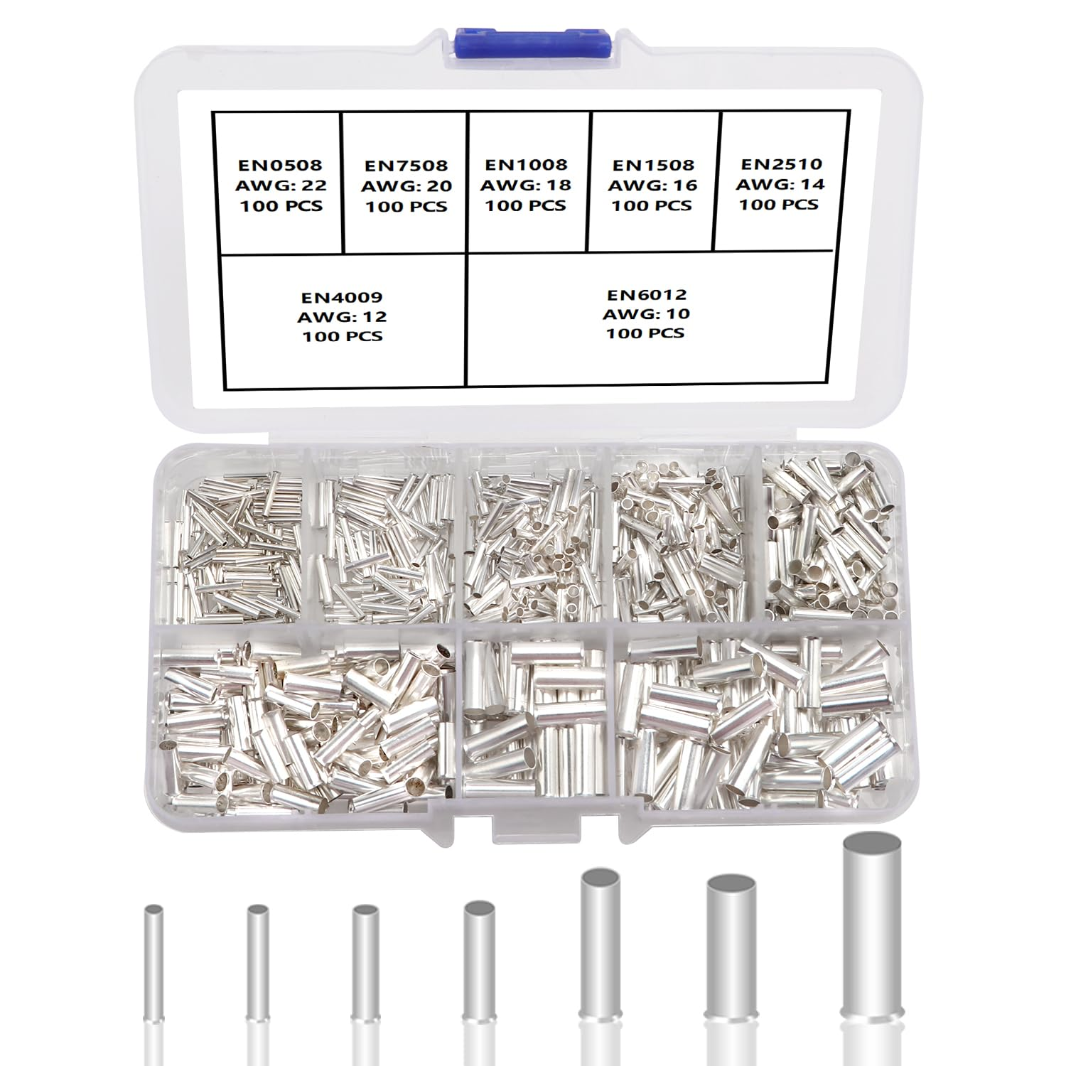 700 PCS Wire Crimp Fitting Ferrules Kit, Non Insulated Ferrule Pin Cord End Term