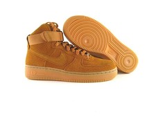 Nike Air Force 1 alta pelle scamosciata grano tawny marrone 749266 201...