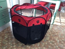 PawHut Fabric Pet Playpen - Black and red 