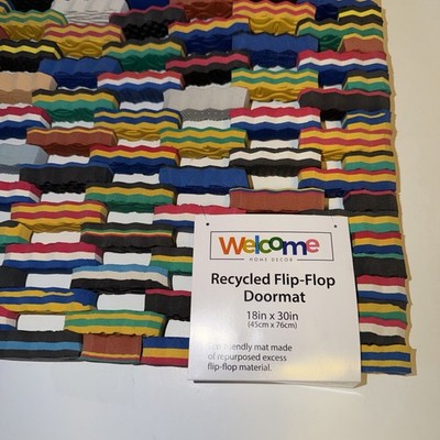 Recycled Flip Flop Doormat Eco Friendly Welcome Mat 18x30 NWT Summer Beach
