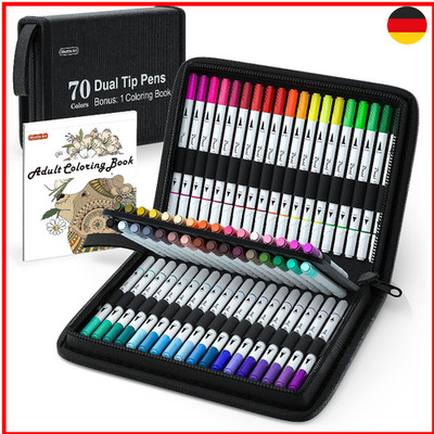 Shuttle Art Dual Brush Pens, 70 bunte doppelköpfige Pinselstifte mit weicher