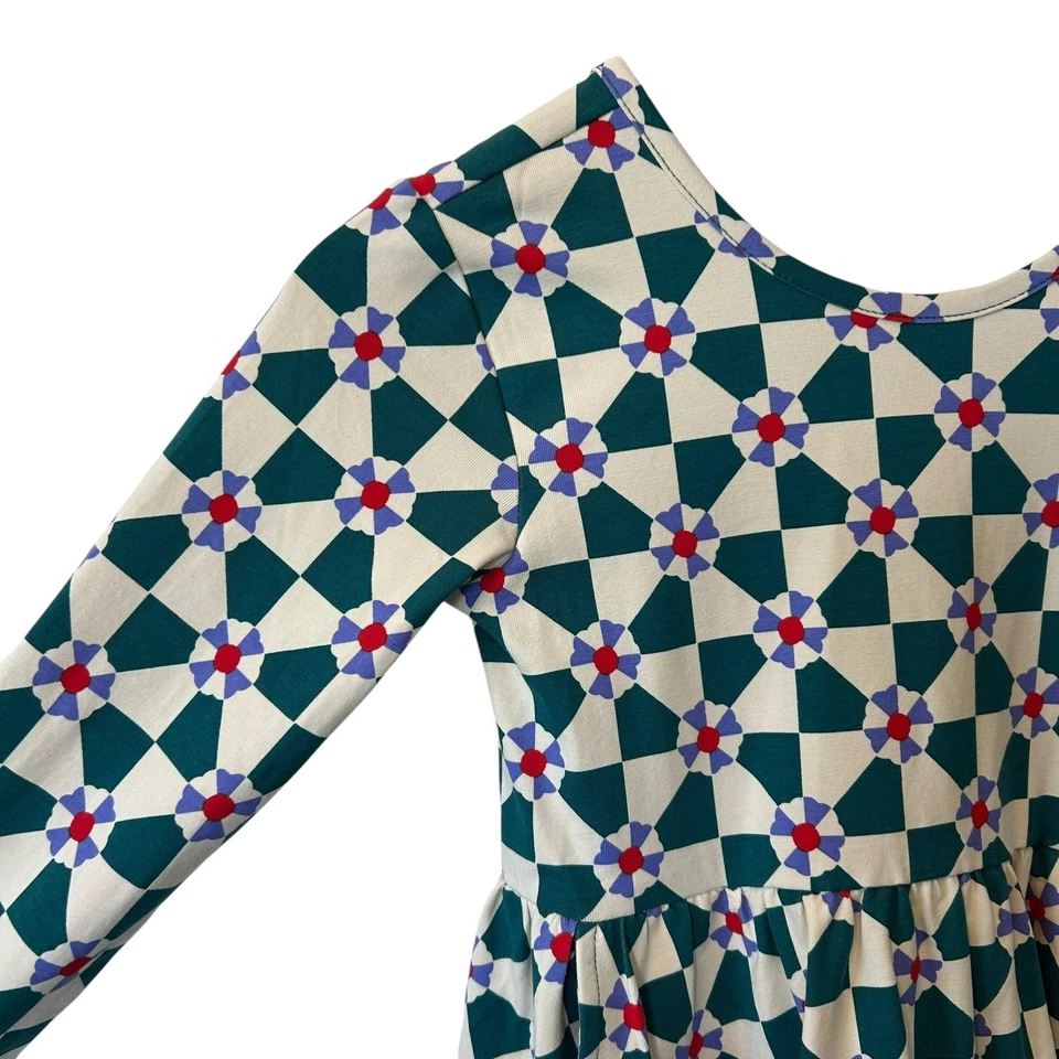 Hanna Andersson Celebration Skater Dress Sz 130 Girls 8 Red Green Purple Pockets - Image 4 of 4