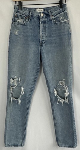 Agolde Fen High Rise Relaxed Tapered Button Fly Distressed Jeans Women's Size 25