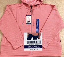 NEW..WOMEN XXL DKNY OTTOMAN FULL ZIP HOODIE FADED ROSE 