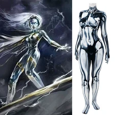Woman Silver Surfer Jumpsuit Cosplay Costume Bodysuit Suit Adult Kids Halloween
