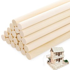 20 PCS Wooden Dowel Rods 3/8 X 15 Inch round Unfinished Hardwood Sticks for Cr