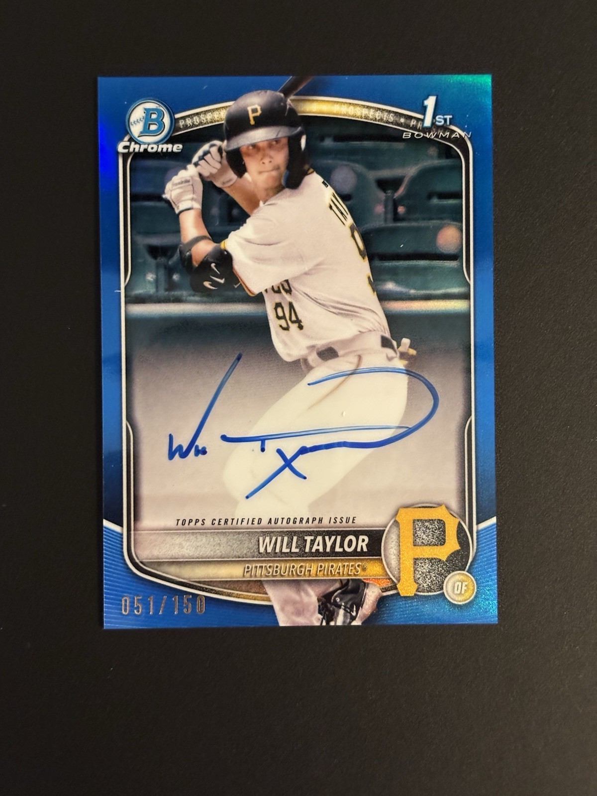 2025 Bowman Chrome 1st Will Taylor Auto TRUE Blue Refractor /150 🔥