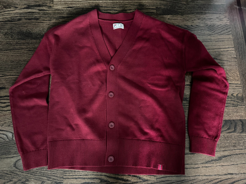 FILA Premium Baseline Cardigan Button Down  Heavy Quality Burgundy US Size L