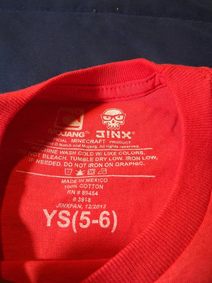 Camisa Jinx Minecraft Like A Boss Steve Roja Manga Larga Juvenil Pequeña Nueva Sin Etiquetas Foto 4 de 4