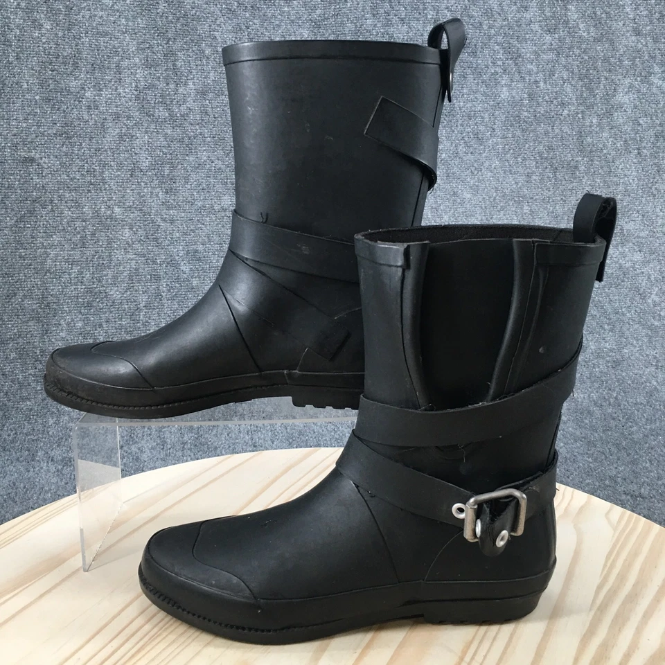 Dirty Laundry Boots Womens 8 Casual Mid Calf Rain Casual Black Rubber Pull On - Image 2 of 4