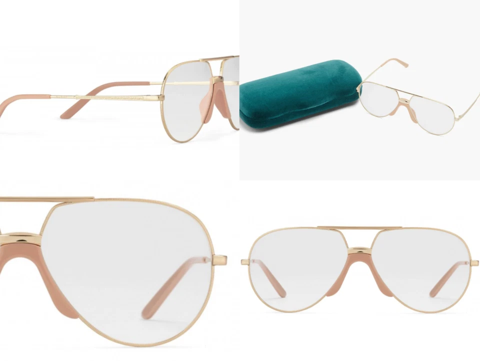 GUCCI Gucci Eyewear Monture Or Lunettes Solaires Rétro Style Aviateur - Photo 2/4
