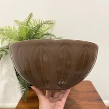 Vintage Large Deka Brown Plastic Lotus Pattern Mixing Bowl Catherineholm Design