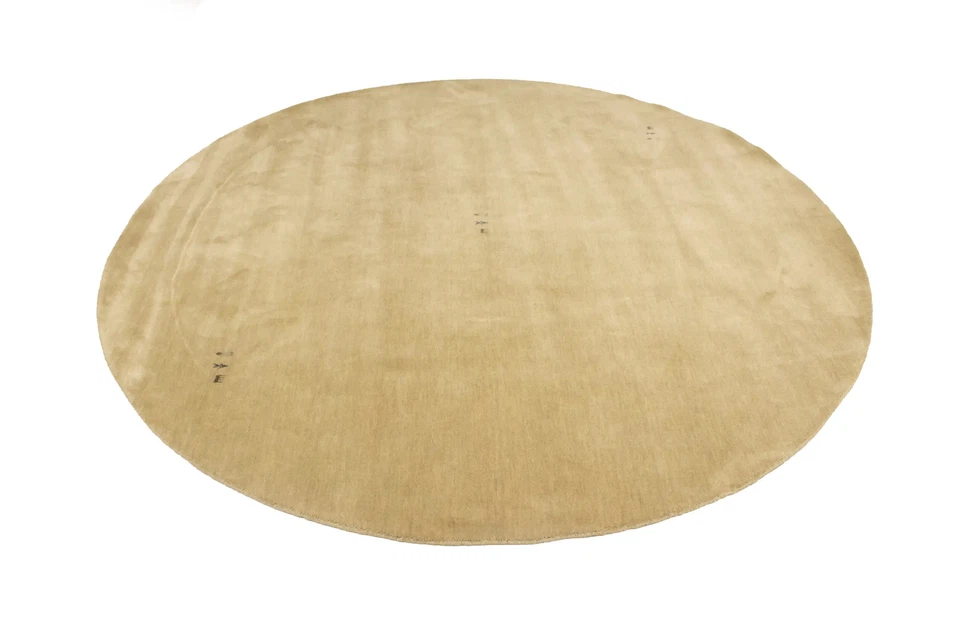 Tribal Beige Pictorial Design Gabbeh Rug Modern Round Wool Area Carpet 8X8 ft - Image 4 of 4