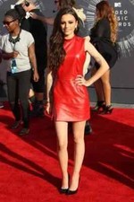 New Handmade Genuine Leather Lambskin Red Dress Women Stylish Party Casual Soft