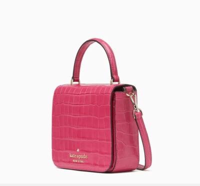 Kate Spade Croc Embossed Staci Square Crossbody Handbag In Festive