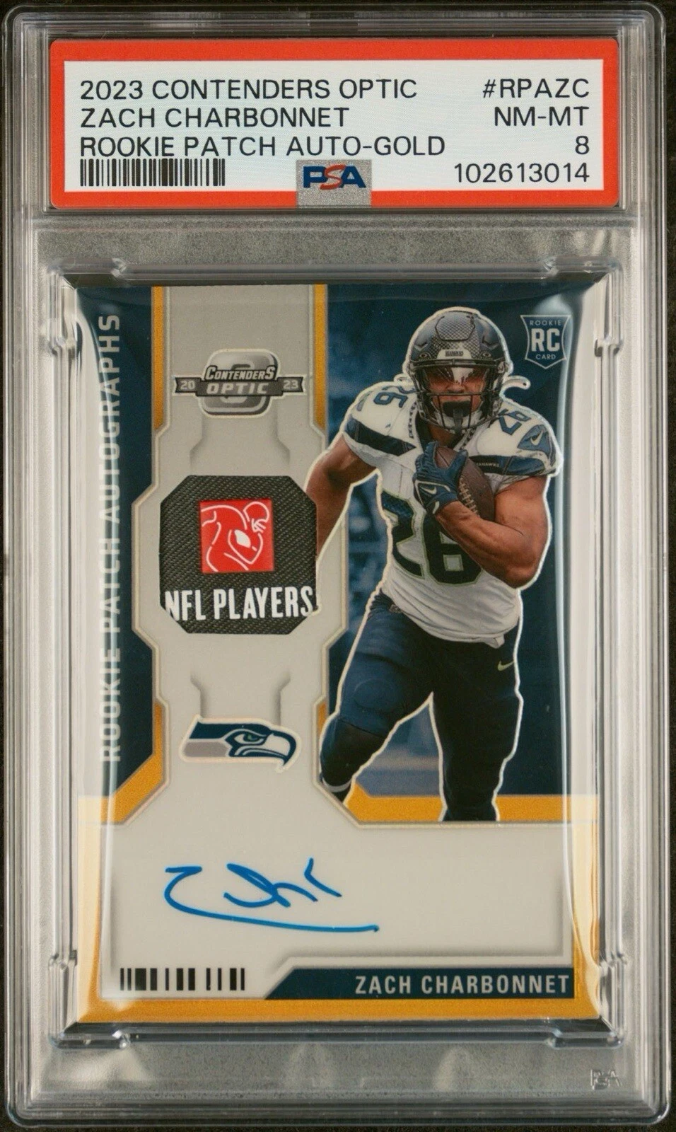 Zach Charbonnet Panini Contenders Optic Rookie Patch Autographs #RPAZC Gold