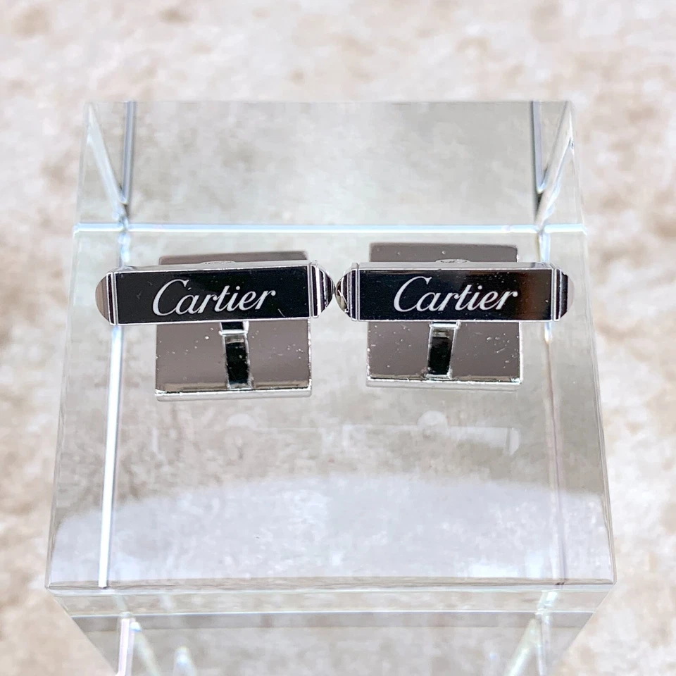 Подлинные запонки Cartier серебро 925 пробы узор крокодил с чехлом - Изображение 4 из 4