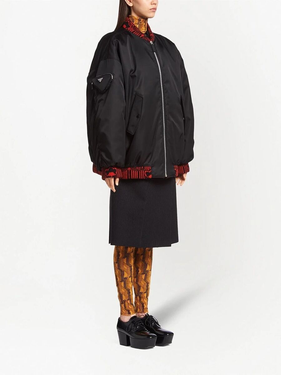 Brand New Prada by Raf Simons Re-nylon Black & Red Bomber Brand New Prada by Raf Simons Re-nylon Black & Red Bomber