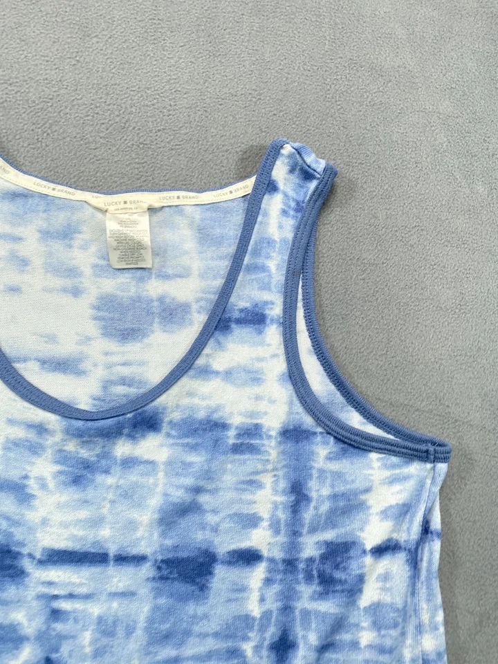 Camiseta Regata Lucky Brand Feminina G Grande Azul Sem Mangas Tie Dye Estampa Nuvem - Imagem 4 de 4