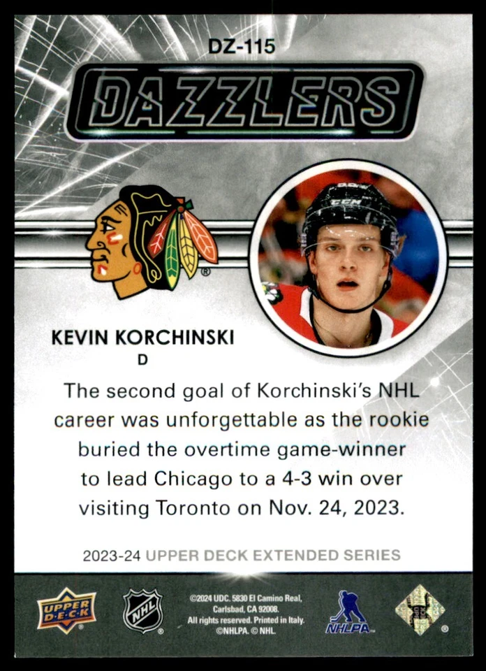 2023-24 Upper Deck Extended Series Beehive Rookie Kevin Korchinski #DZ115 - Image 2 of 2