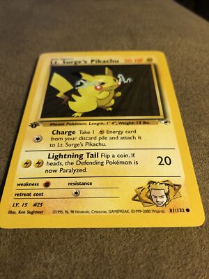 lt surge's pikachu pokemon card value Lt. This Pokemon does not receive damage from attacks when on the bench Pikachu ex220 HP Lt. Surge's Pikachu Card Price