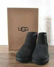 UGG Australia Classic Mini II Suede Sheepskin Boots - Black New!