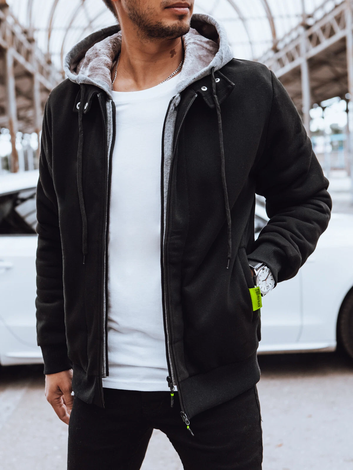 SACAI Felpa con cappuccio uomo pelliccia isolata pullover uomo cerniera felpa con cappuccio DSTREET M 2XL